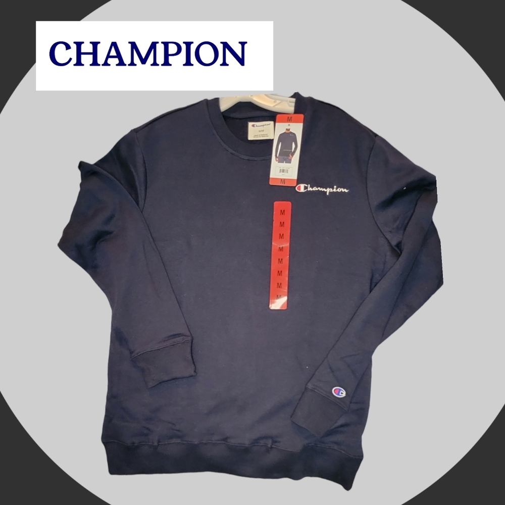 CHAMPION MEDIUM BLUE CREWNECK SWEATSHIRT REG FIT NWT